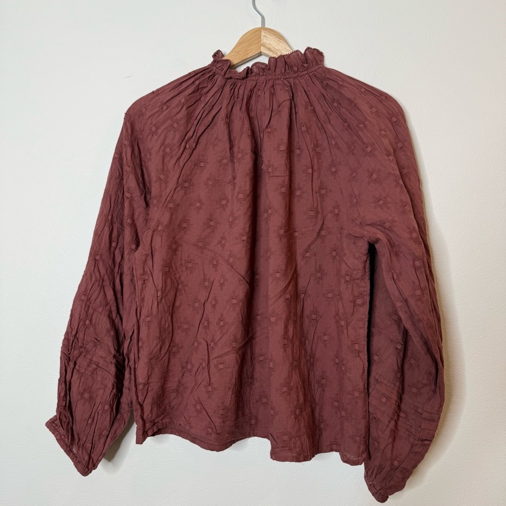 Cleobella Rust Red Embroidered Button-Front Blouse - Picture 5 of 9